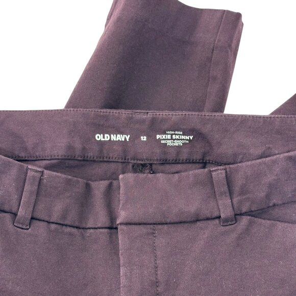 Old Navy Womens High Rise Pixie Skinny Pants Size 12 Purple Stretch Cotton Blend - Picture 3 of 9